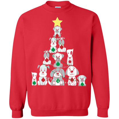 Dogs Lovers T-shirt Christmas Tree By Dogs Red