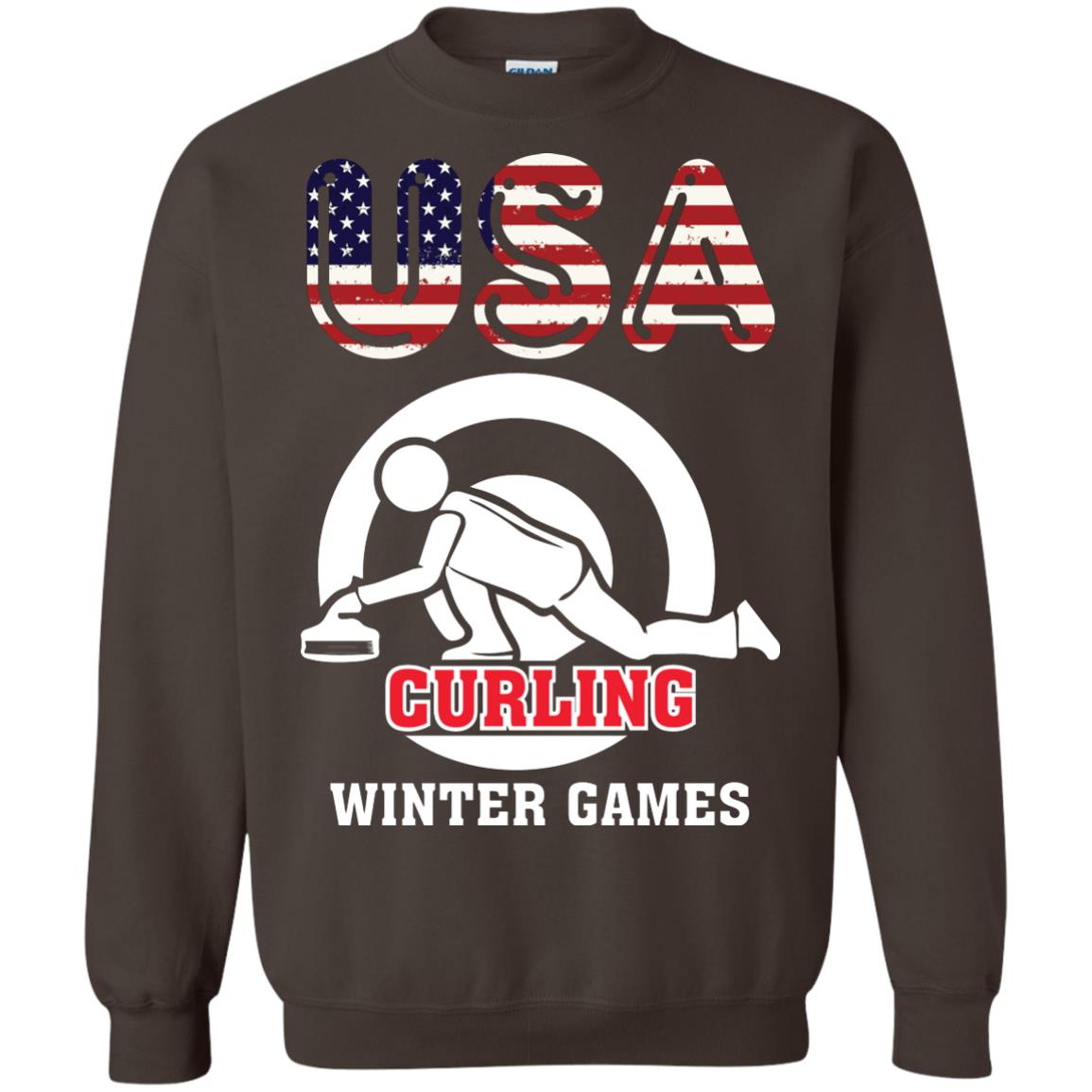 Usa Curling Winter Games Curling Lover T-shirt Dark Chocolate