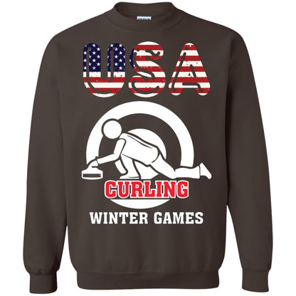 Usa Curling Winter Games Curling Lover T-shirt Dark Chocolate
