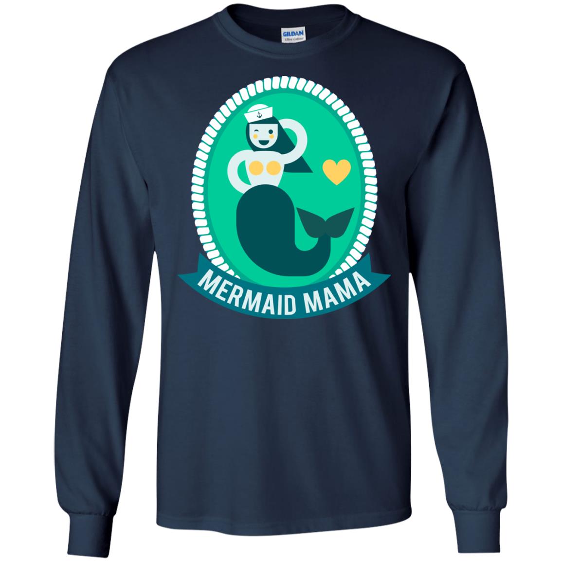 Mermaid Mama Cool Shirt For Grandma Love Mermaid Navy