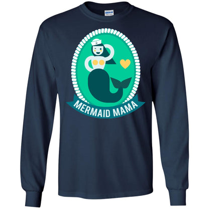 Mermaid Mama Cool Shirt For Grandma Love Mermaid Navy
