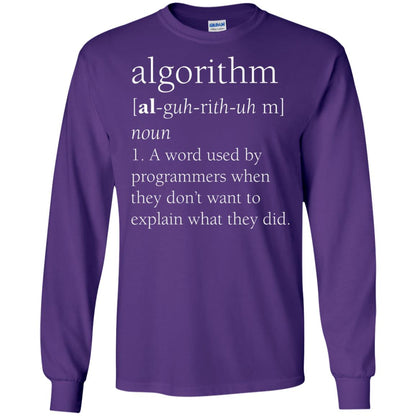 Funny Computer Programmer T-shirt Algorithm Definition Gift Purple