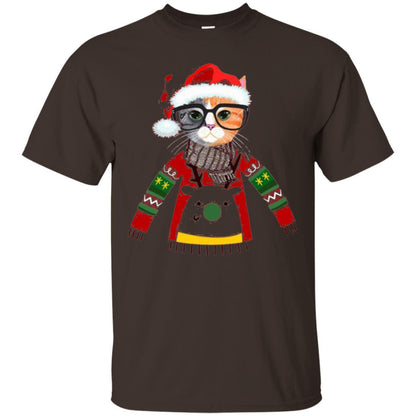 Christmas T-shirt Cat Lover Meowy Christmas T-shirt Dark Chocolate