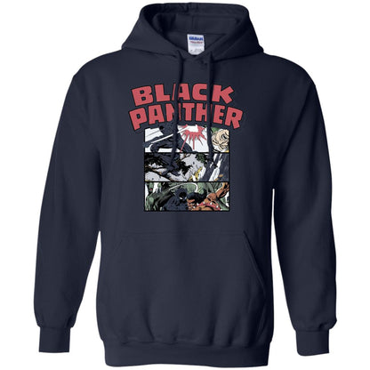 Black Panther Retro Comic Stacked Panel Art T-shirt Navy
