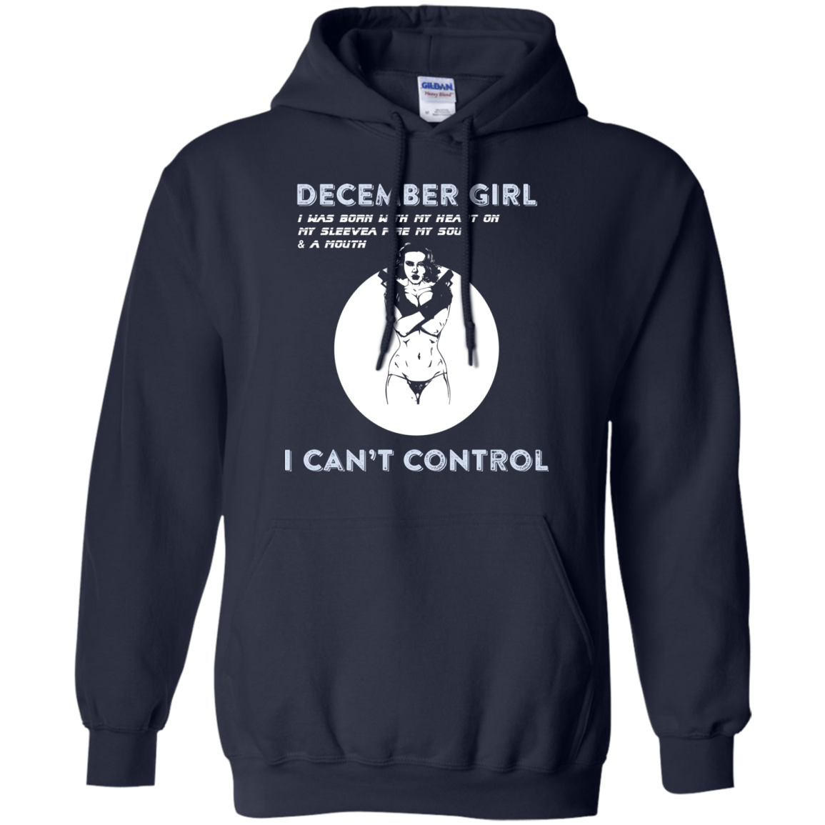 December Girl I Was Born With My Heart T-shirt Navy