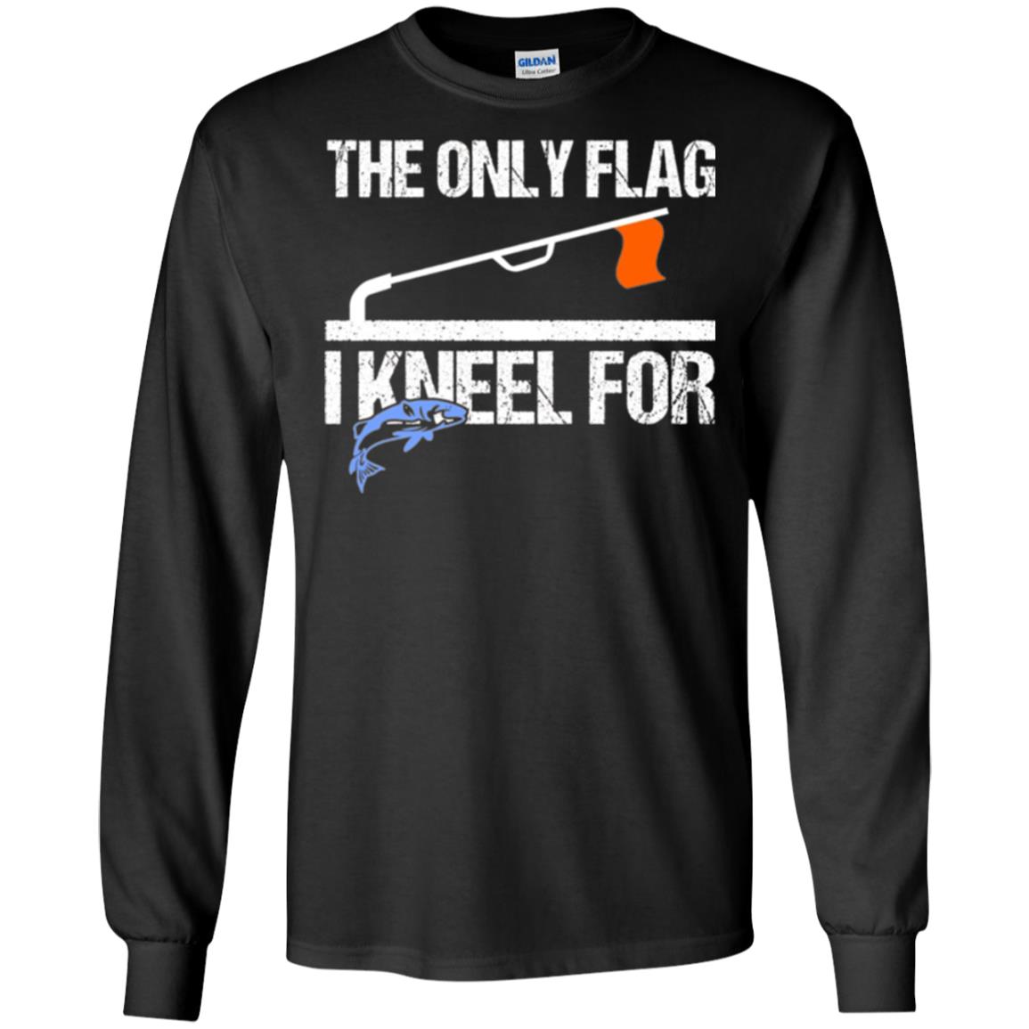 Fishing Lovers T-shirt The Only Flag I Kneel For Black
