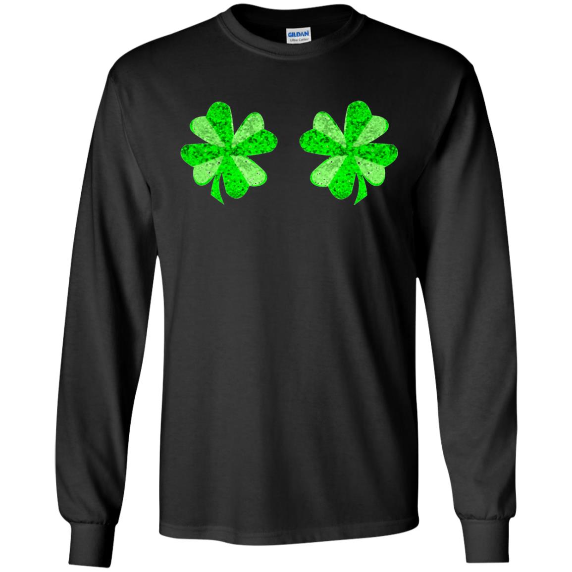 Funny Shamrock Boobs St Patricks Day T-shirt Black