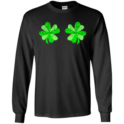Funny Shamrock Boobs St Patricks Day T-shirt Black
