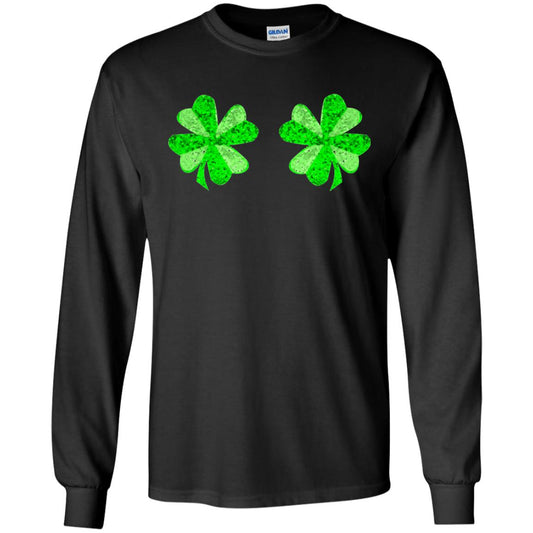 Funny Shamrock Boobs St Patricks Day T-shirt Black