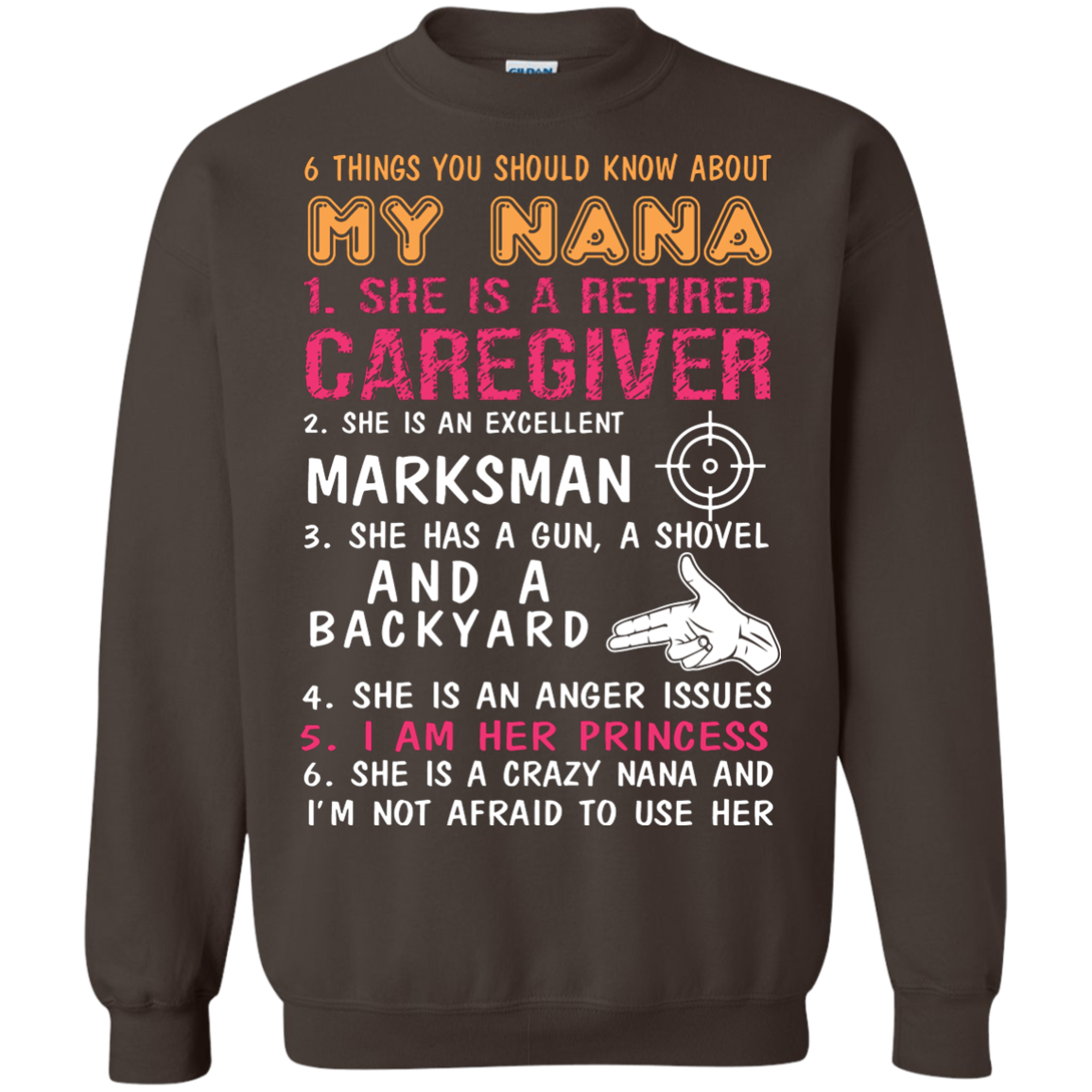 Family T-Shirt 6 Things You Should Know About My Nana Dark Chocolate