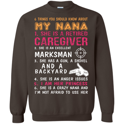 Family T-Shirt 6 Things You Should Know About My Nana Dark Chocolate