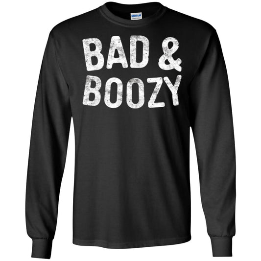 Funny Drinking T-shirt Bad And Boozy Black