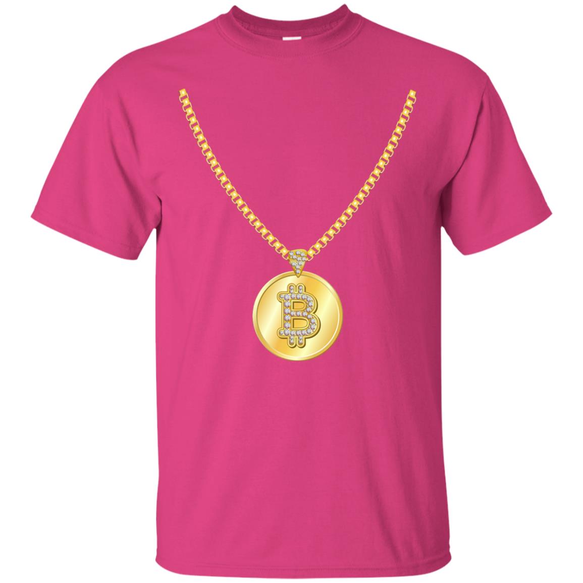 Funny Bitcoin T-shirt Gold Chain Cryptocurrency Necklace Heliconia