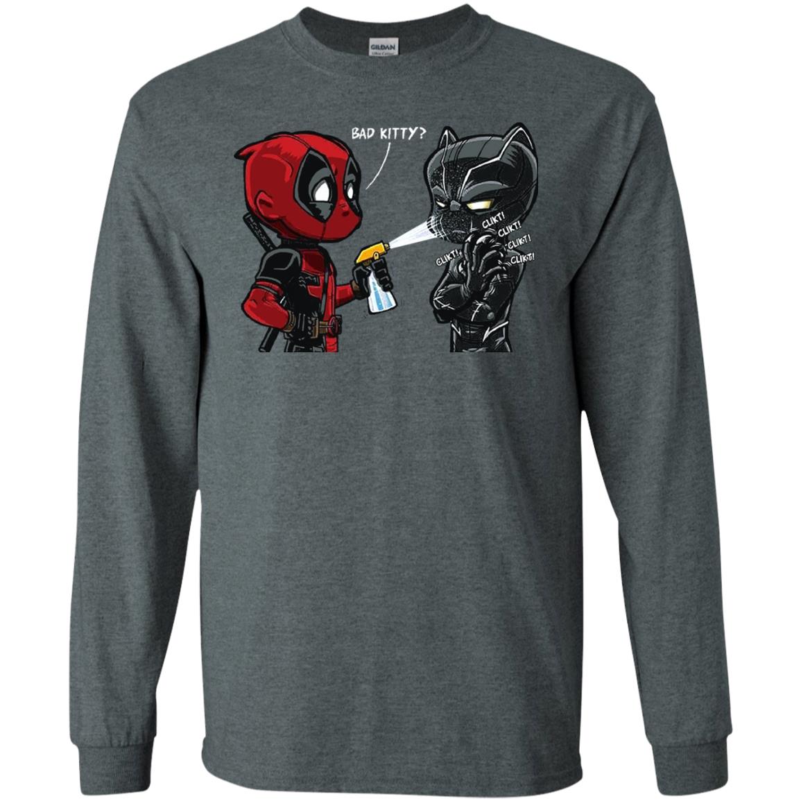 Deadpool Black Panther Bad Kitty Film Lover T-shirt Dark Heather