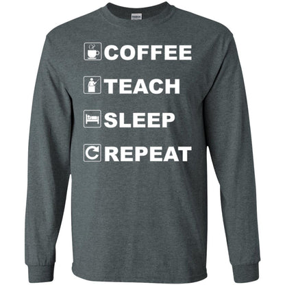 Coffee Teach Sleep Repeat Funny Teacher Gift T-shirt Dark Heather