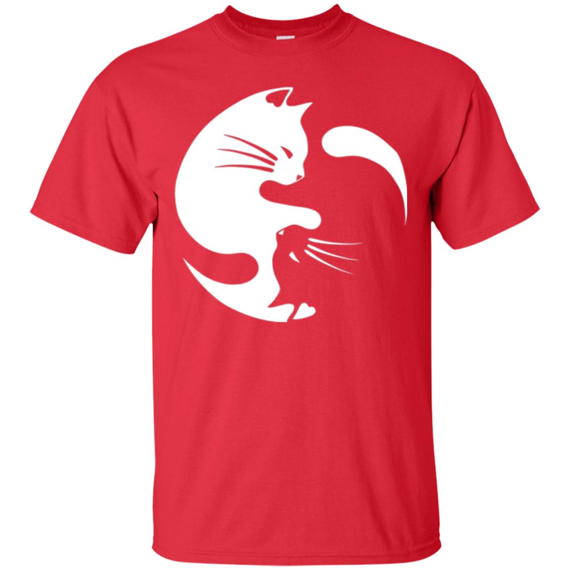 Ying Yang Cat T-shirt Red