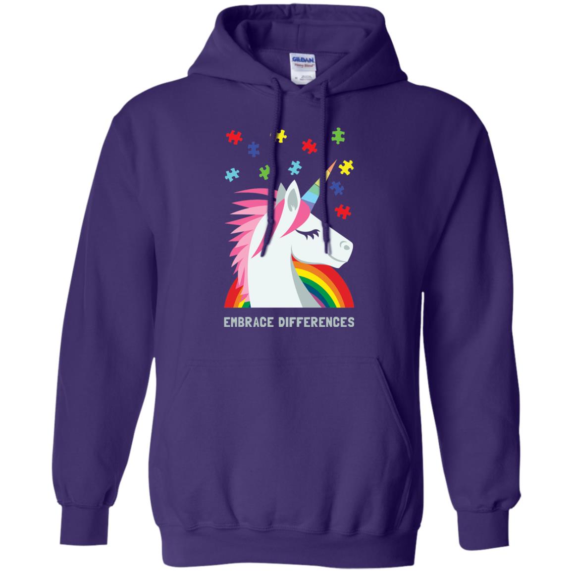 Autism Awareness Shirt Unicorn Puzzle Embrace Differences Purple