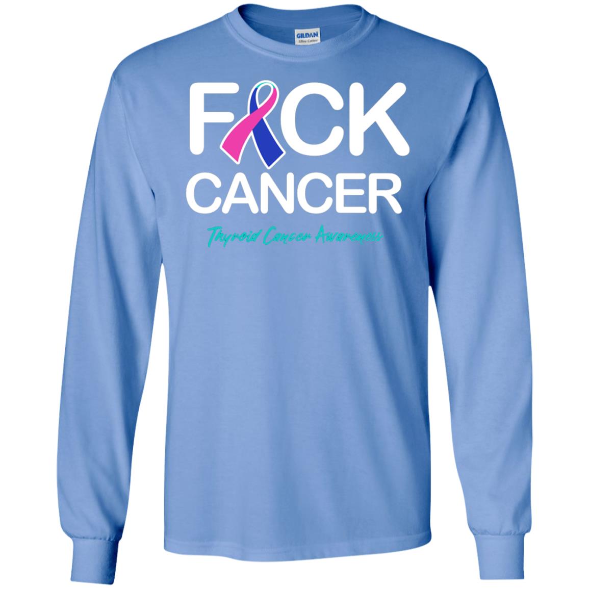 Fck Cancer Thyroid Cancer Awareness T-shirt Carolina Blue