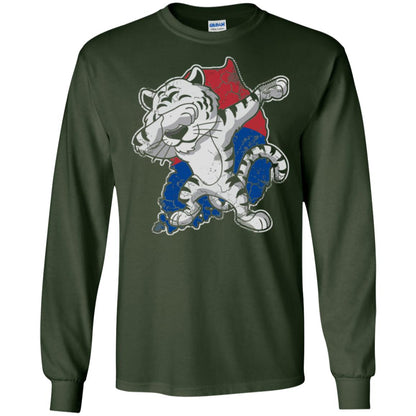 Dabbing White Tiger South Korea Flag T-shirt Forest Green