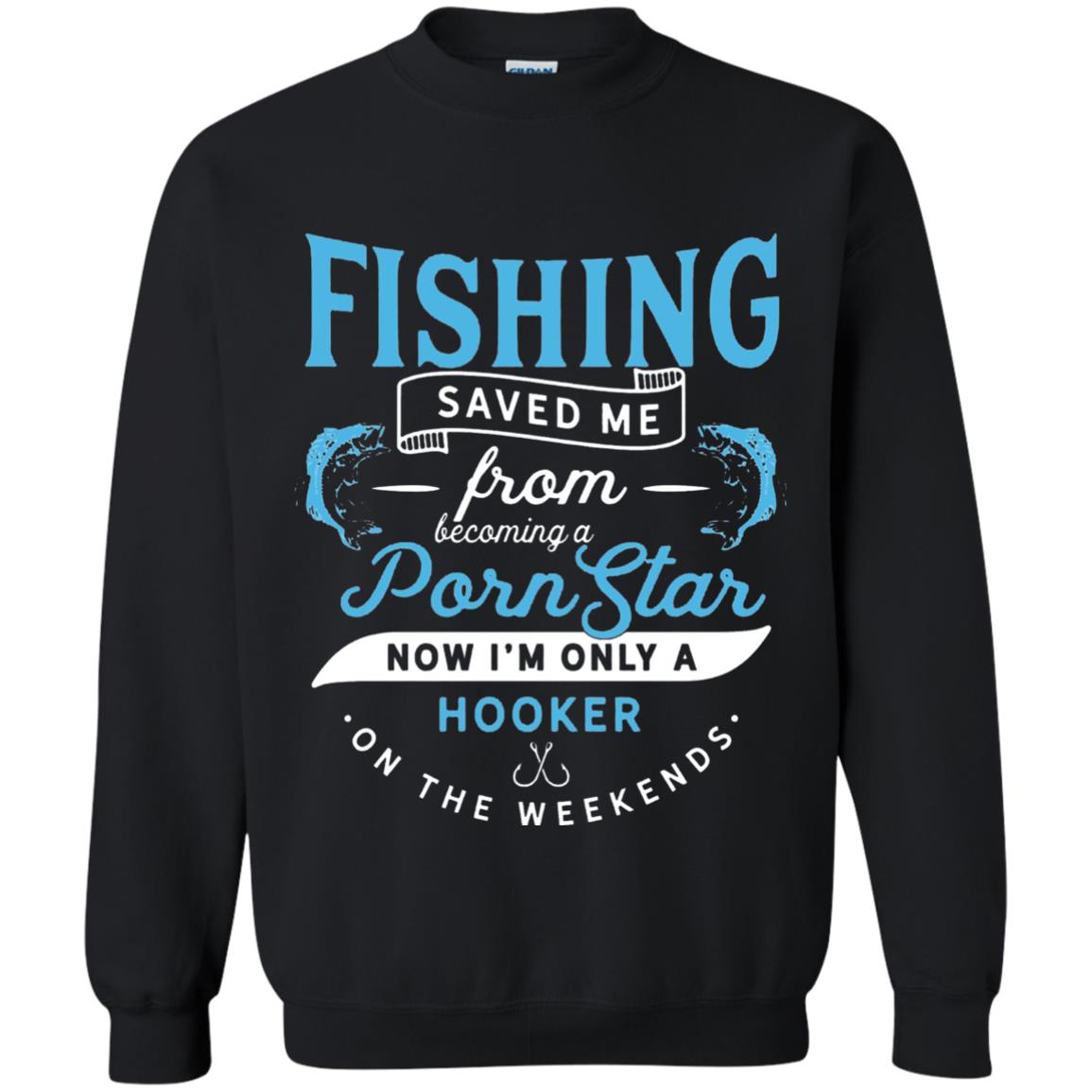 Funny Fishing Tshirts Im Only A Hooker On The Weekends Black