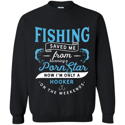 Funny Fishing Tshirts Im Only A Hooker On The Weekends Black