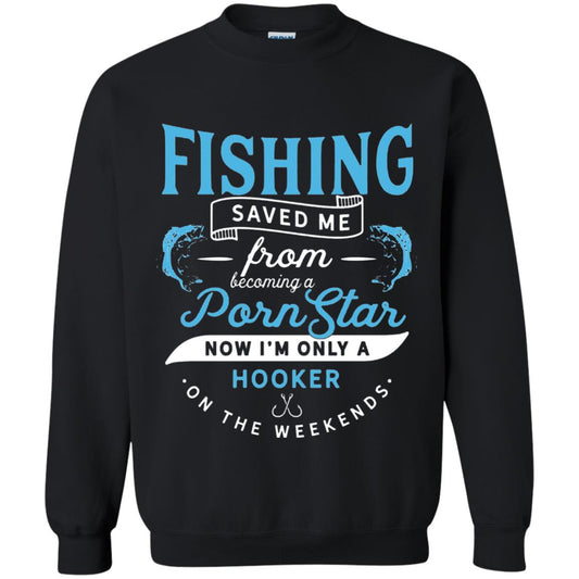 Funny Fishing Tshirts Im Only A Hooker On The Weekends Black