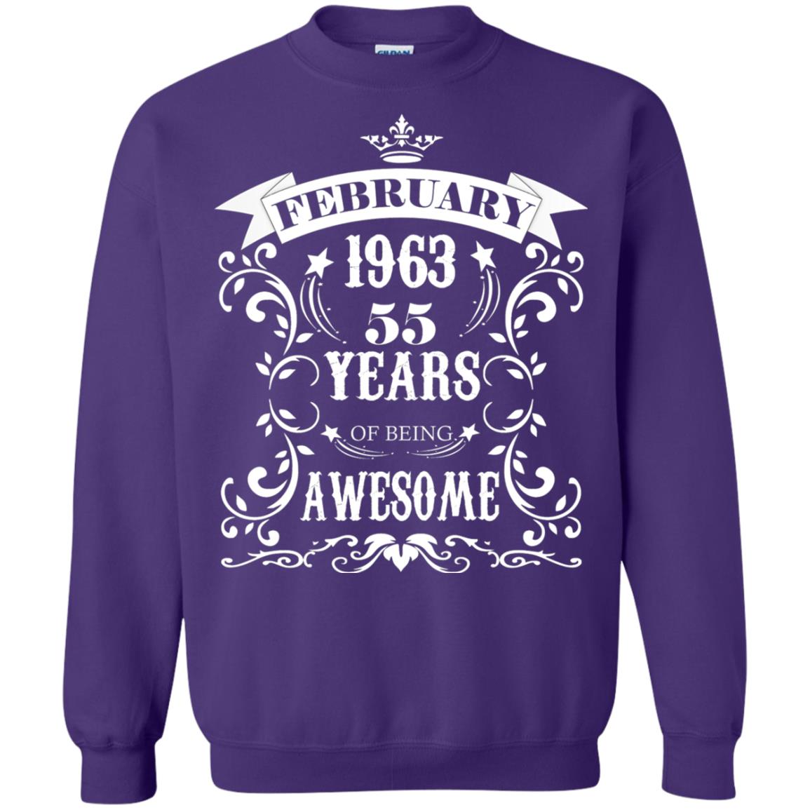 55th Birthday Shirt Awesome Born In February 1963 55 Years Of Being Awesome Purple