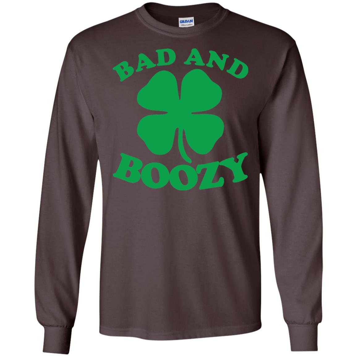Bad And Boozy Saint Patricks Day T-shirt Dark Chocolate