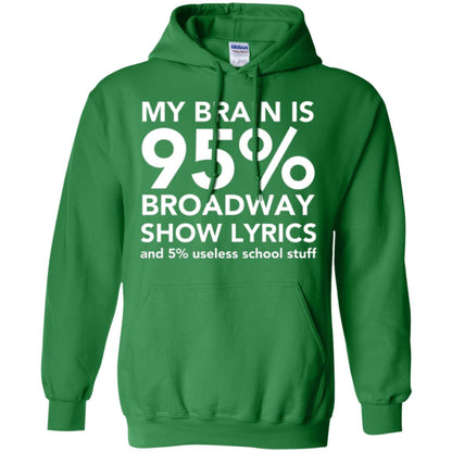 Musical T-shirt My Brain Is 95_ Broadway Show Lyrics And 5_ Useless School Stuff Irish Green