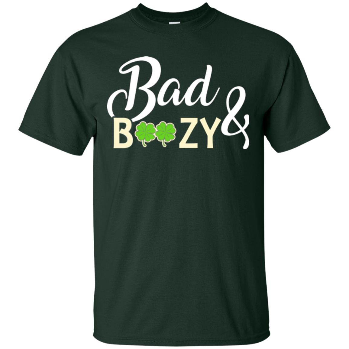 Saint Patrick's Day T-shirt Bad And Boozy Shamrock Forest
