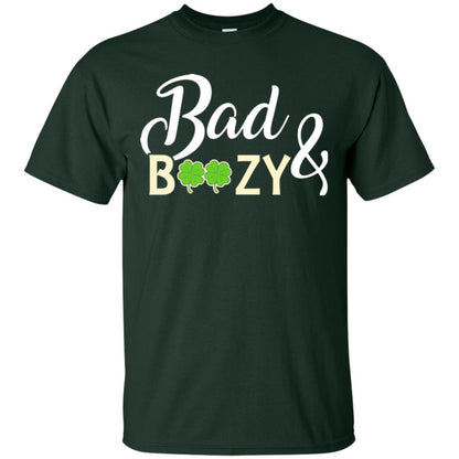 Saint Patrick's Day T-shirt Bad And Boozy Shamrock Forest
