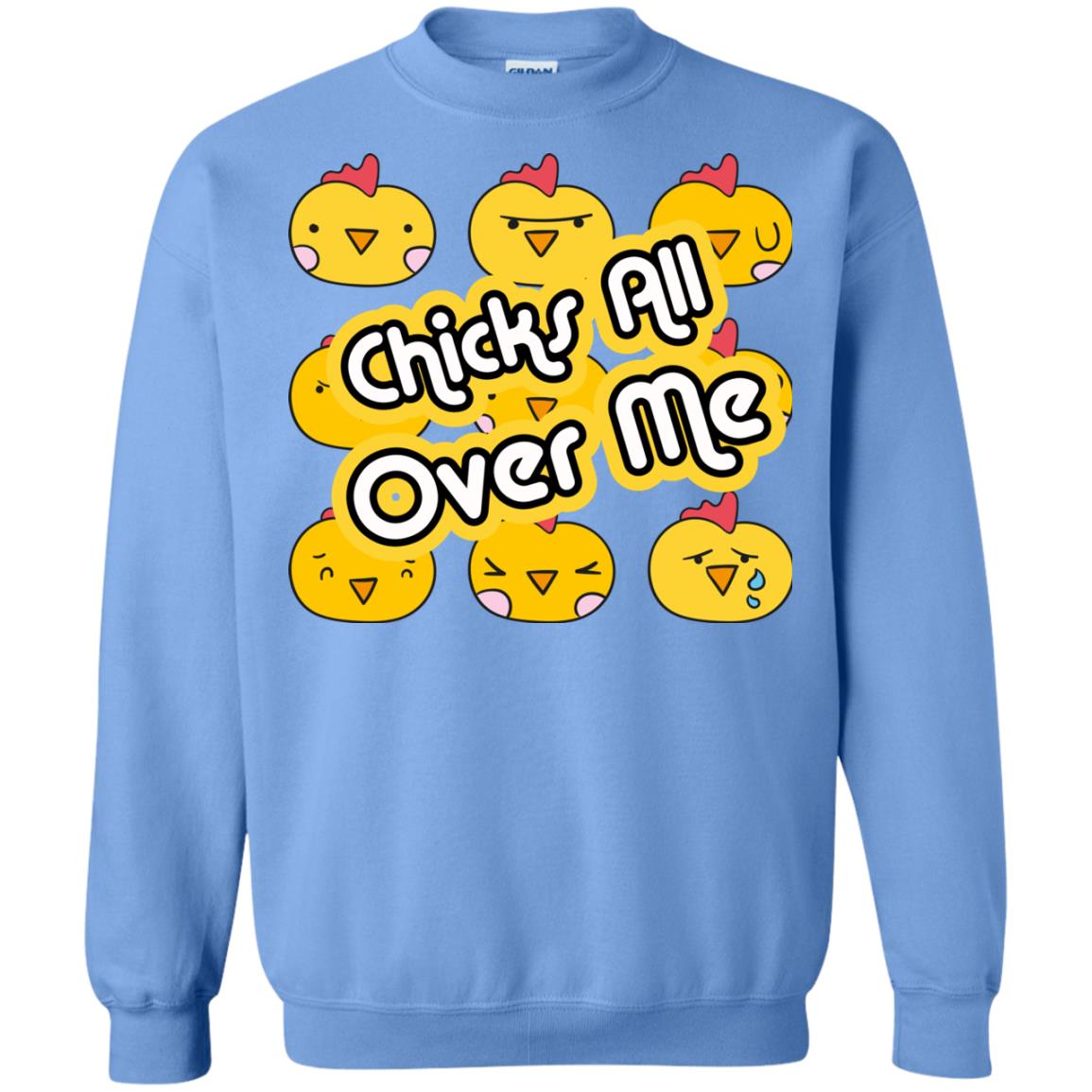 Chicks All Over Me Funny Chickens Shirt For Easter Day Carolina Blue