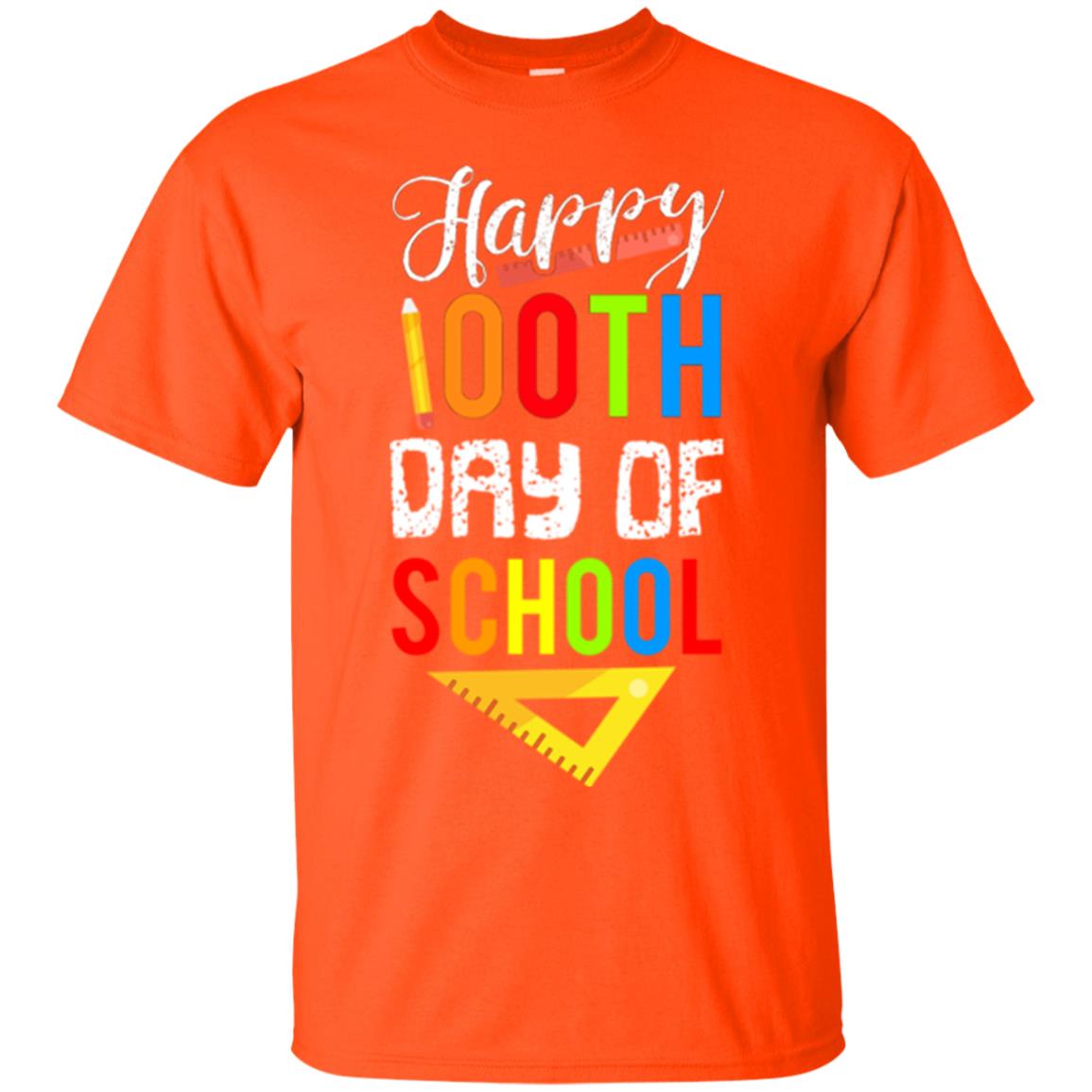 Kindergarten T-shirt Happy 100th Day Of School Orange