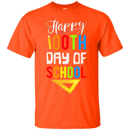 Kindergarten T-shirt Happy 100th Day Of School Orange