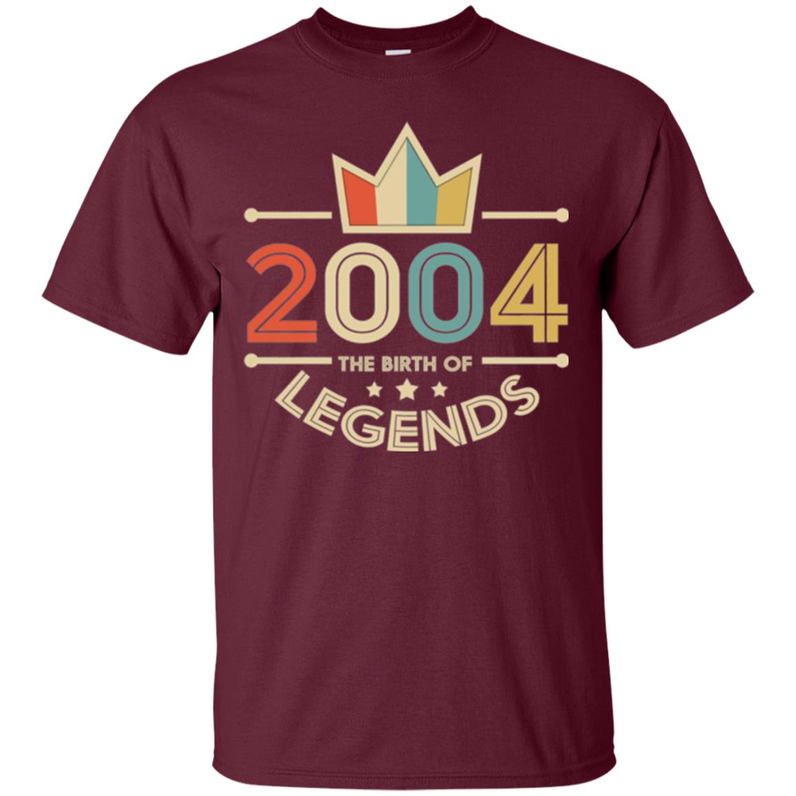 Brithday T-shirt Vintage 2004 The Birth Of Legends Maroon
