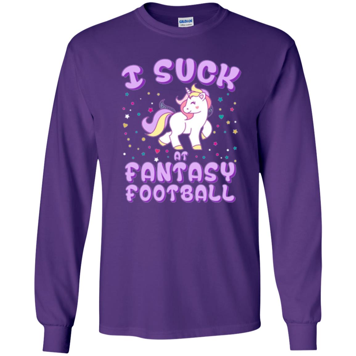 Unicorn Lovers T-shirt I Suck At Fantasy Football Purple