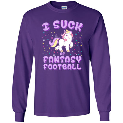 Unicorn Lovers T-shirt I Suck At Fantasy Football Purple