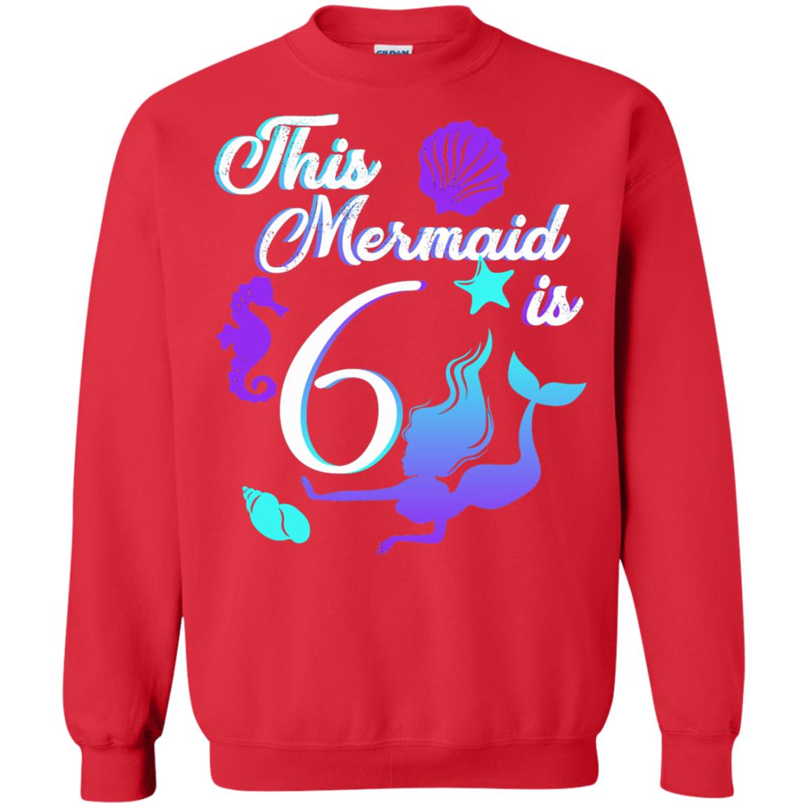 6th Birthday Shirt This Mermaid Is 6 Red