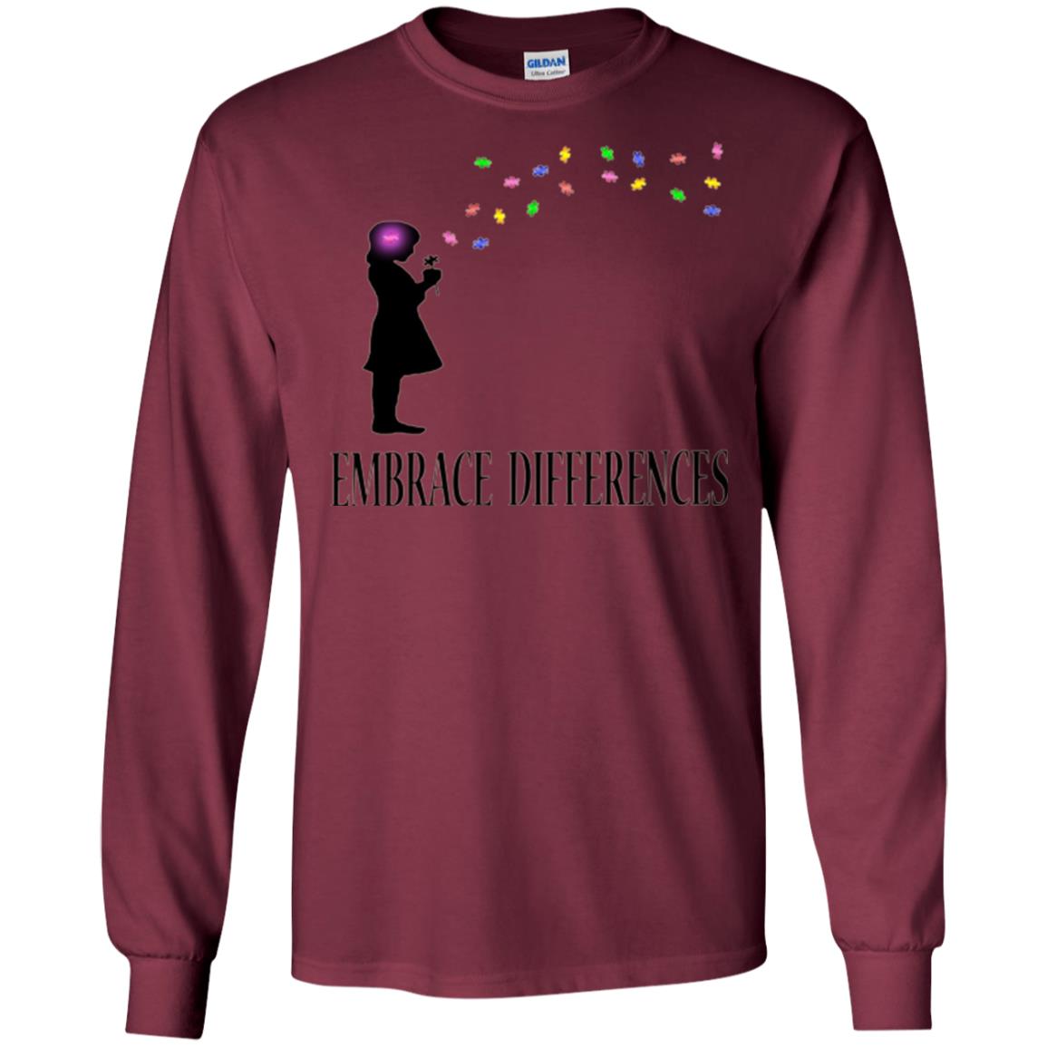 Embrace Differences Shirt Proud Autism Awareness T-shirt Maroon