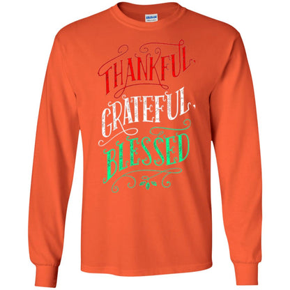 New Year T-shirt Grateful Thankful Blessed Orange