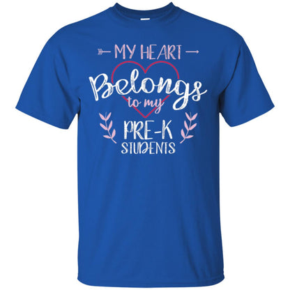 Teacher T-shirt My Heart Belongs To My Pre-k Students Royal