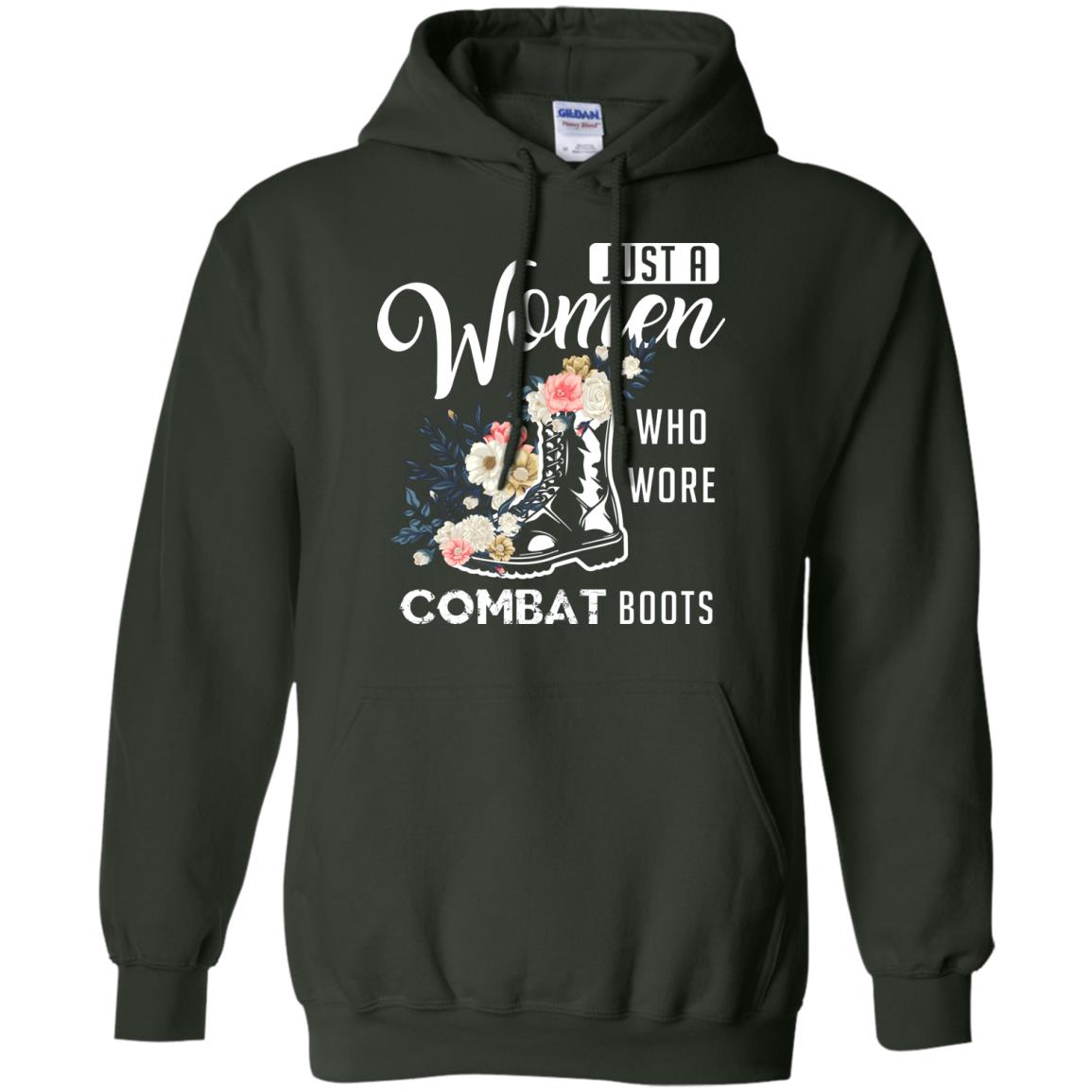 Just A Women Who Wore Combat Boots Female Veteran T-shirt Forest Green