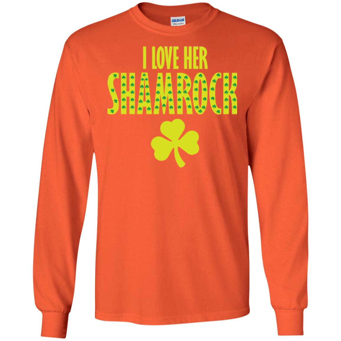 St. Patrick's Day T-shirt I Love Her Shamrock Orange