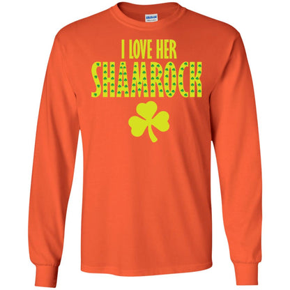 St. Patrick's Day T-shirt I Love Her Shamrock Orange