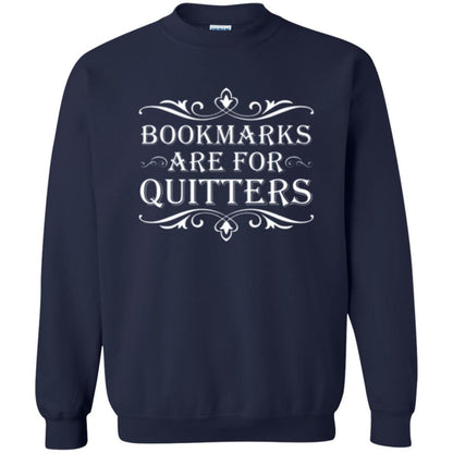 Bookworm T-shirt Bookmarks Are For Quitters Navy