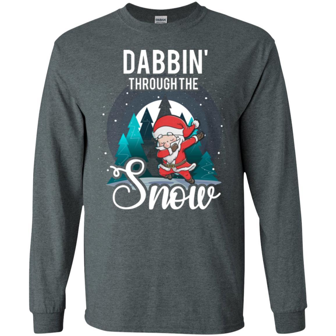 Christmas T-shirt Santa Claus Dabbing Through The Snow Dark Heather