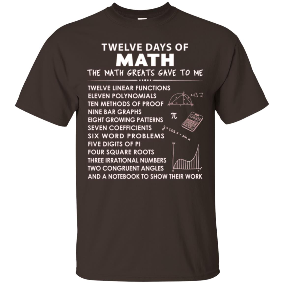 Math T-shirt Twelve Days Of Math Dark Chocolate