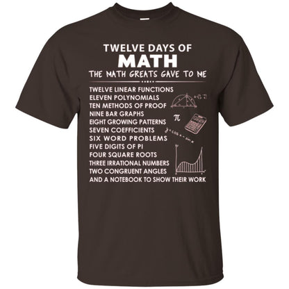 Math T-shirt Twelve Days Of Math Dark Chocolate