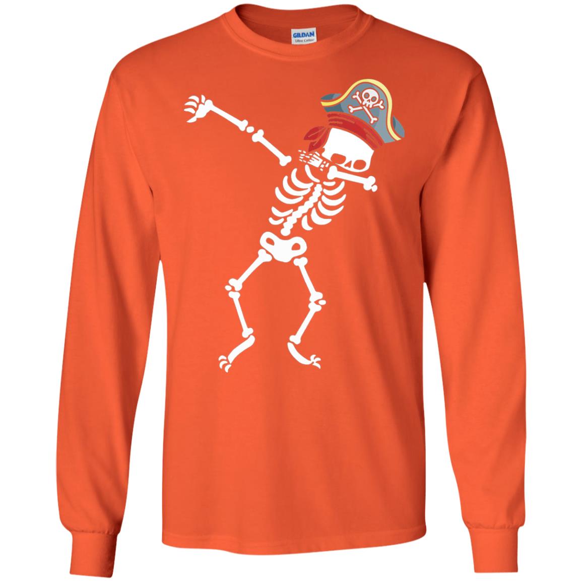 Dabbing Skeleton With Pirates Hat T-shirt Orange