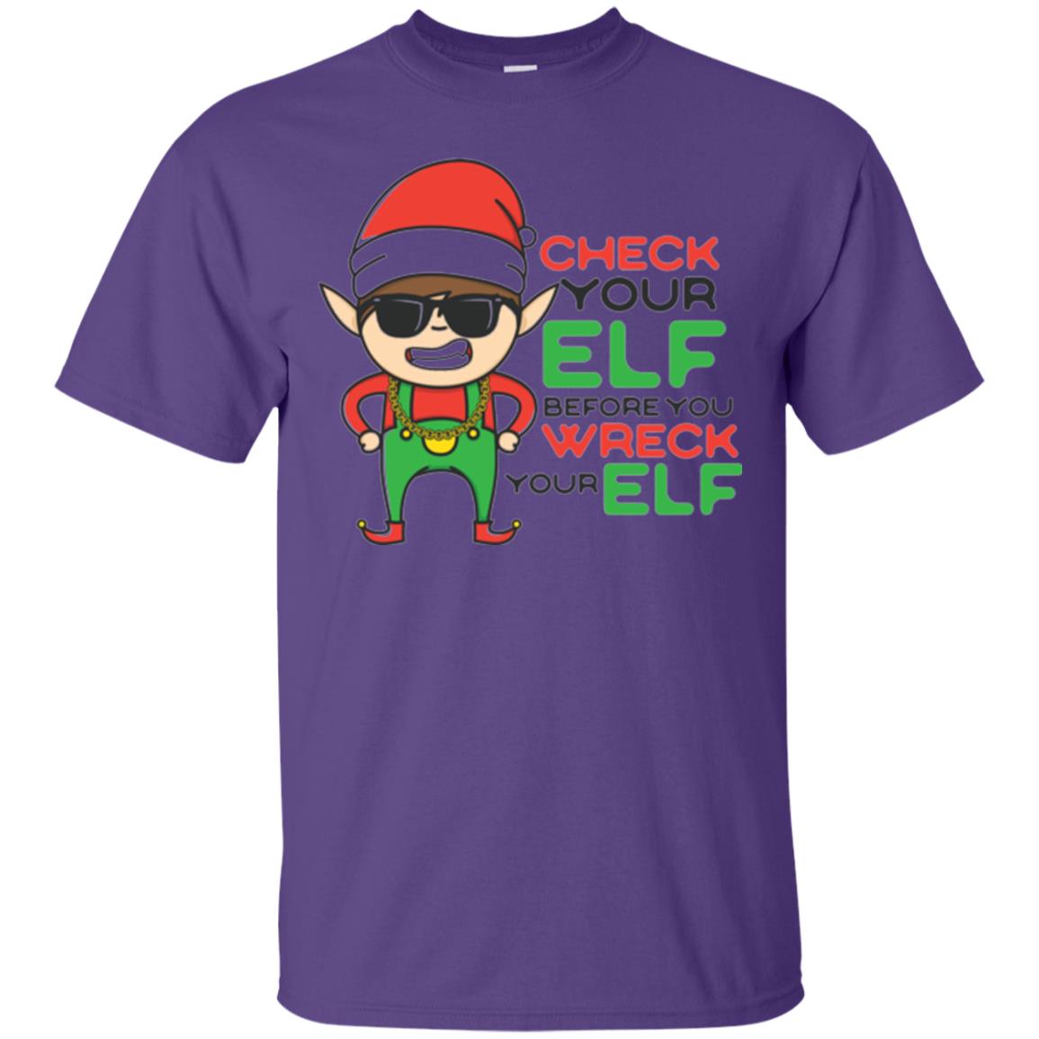 Christmas T-shirt Check Your Elf Before You Wreck Your Elf Purple